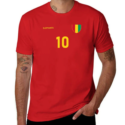 Guinea National Football Team Soccer Retro Jersey Elephants Number 10 T-Shirt funnys t shirt for men