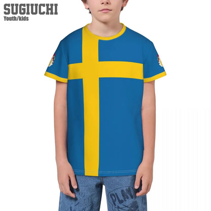 Custom Name Number Sweden Flag Emblem 3D T-shirts For Kids Youth Boy/Girl Tees Soccer Football Fans Gift T shirt