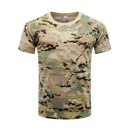 Men Camouflage Hunting Shirts Tactical Fishing Shirt Military Tshirts Camo Hiking Camping  Quick Dry  Clothes