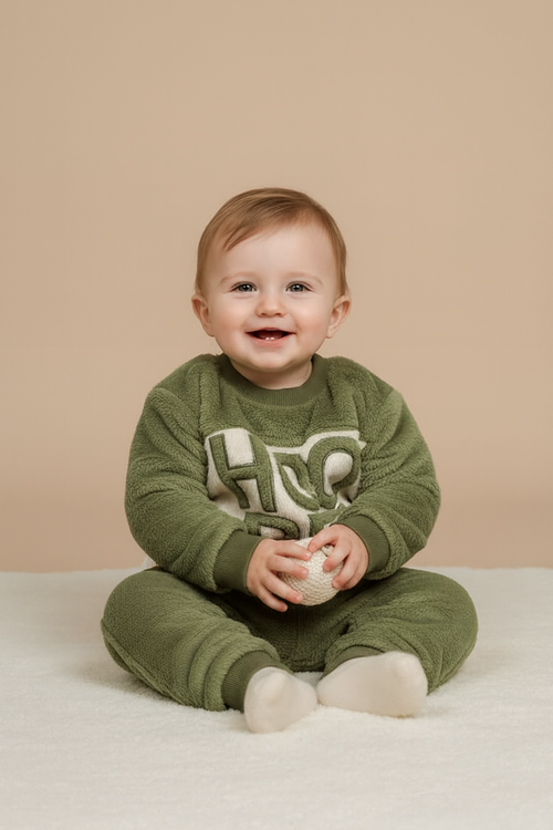 Green Fleece HOP Baby Outfit